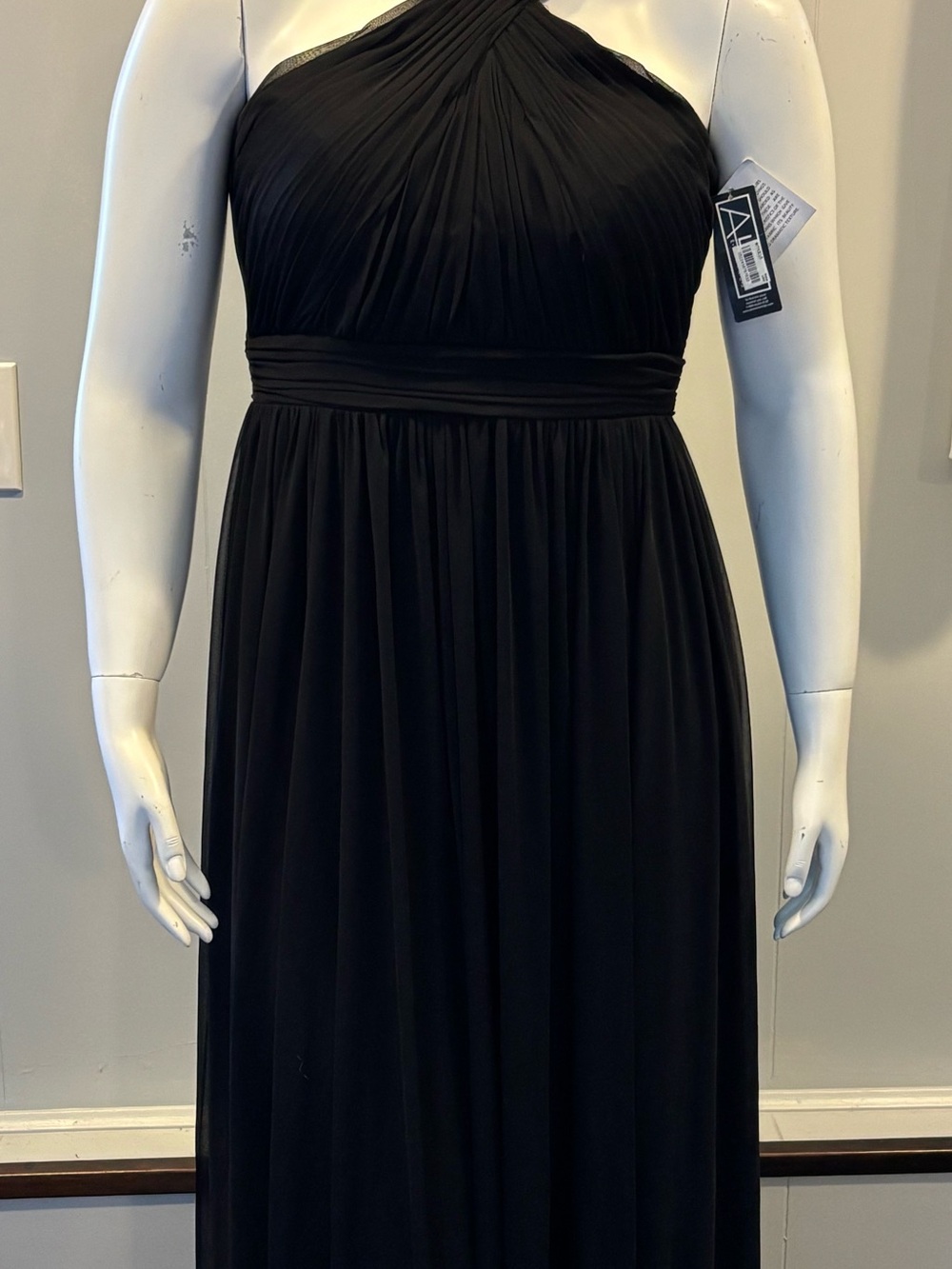 Alex Evenings Black Halter Pleated Evening Gown- NWT